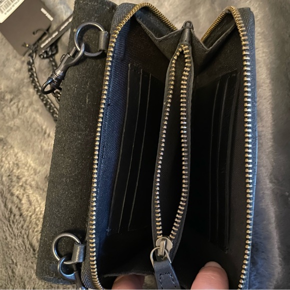 Kiko TwoTone Black Leather & Suede Crossbody Purse Chain Strap New With Tags - Picture 4 of 6